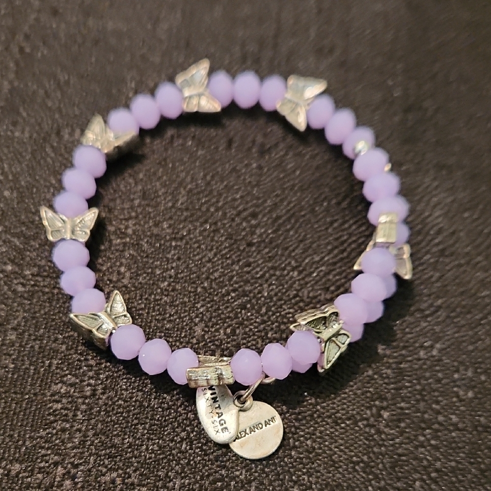 ALEX & ANI ICE BLUE BUTERFLY BEADED WRAP BRACELET.